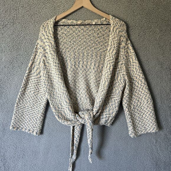 SOFT SURROUNDINGS Tie Front Sweater Womens Large Pastel Cottagecore Cardigan - Picture 1 of 11